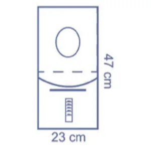 Bolsa de recogida de fluidos Invisishield con apertura adhesiva 47 x 23 cm – Fenestración 11 x 9 cm, estéril | Ref. IDE1072 (caja de 40 uds.)