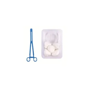 Set preparacion piel con pinza forceps y torundas TNT