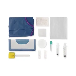 Set quirúrgico acceso vascular con bata SMS XL jeringas gasas y materiales médicos esenciales