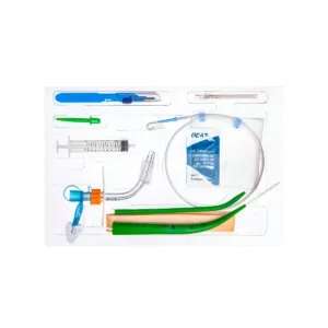 Kit Dilatación Percutánea técnica Ciaglia para traqueostomía , cricotirotomía, coniotomía o laringotomía. Tubo traqueostomía reforzado 7mm con brida ajustable y dilatador 38Fr.