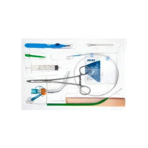 Kit de dilatación percutánea con técnica Griggs para traqueostomía, cricotirotomía, coniotomía o laringotomía. Incluye tubo de traqueostomía estándar de 9 mm con brida ajustable y fórceps de dilatación.