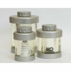 Protector de envases de vidrio con plomo de 20mm para dispositivos de medicina nuclear de actividad media y alta, con visibilidad 360 grados y compatibilidad con viales de 5 a 30ml