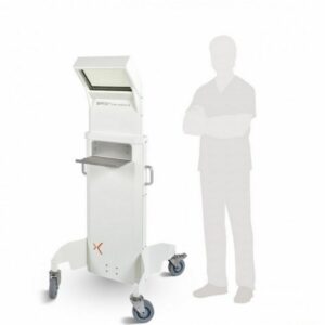 Escudo de proteccion movil con ventana de visualizacion de cristal plomo regulable en altura para profesionales medicina nuclear