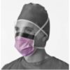 Mascarilla quirúrgica resistente a fluidos con pantalla facial morada, caja de 25 unidades