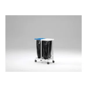 Colector de residuos con ruedas y tapa doble bolsa capacidad 40 litros estructura resina blanca hospital