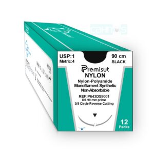 Sutura NYLON PREMISUT 3/8 Triangular DS90mm Prime 1 Negra 90cm