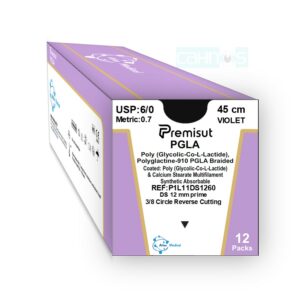 Sutura Absorbible Multifilamento PGLA POLIGLACTINA 910 3/8 Triangular DS12mm Prime 6/0 Violeta 45cm