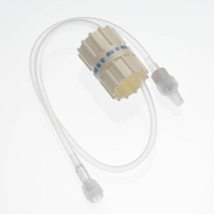 Alargadera de infusion con regulador de flujo rotativo y graduacion 0-250 ml/h, Luer Lock movil, PVC, caja 100 unidades