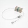 Alargadera de infusion con regulador de flujo rotativo sin graduacion, PVC macho/hembra Luer Lock, 15+20 cm, caja 100 unidades