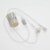 Alargadera de infusión con regulador rotativo graduado 0-250 ml/h, Luer Lock movil y punto de inyeccion en Y, tubo PVC Ø3x4,1mm, caja 100 unidades