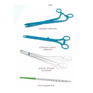 Kit PM-CARE INSERT-KIT para inserción de DIU incluye pinza Pozzi recta, pinza Cheron curva, tijeras hilos y histerómetro FR14