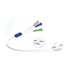 Catéter histerográfico maleable PM-CARE 3V-BALLOON de 3 lúmenes con balón de silicona para histerografía e histerosonografía, diámetro 2.6 mm 8 FR