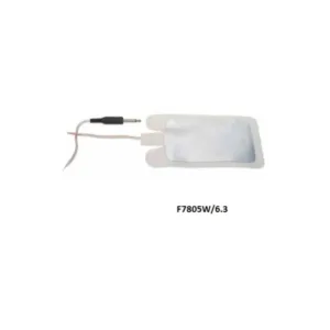 Placa electroquirúrgica de foam blanco, medidas 202 x 101 mm (132 cm²), con cable de 300 cm y conexión bipolar Ø6.3 mm, presentación caja de 25 unidades