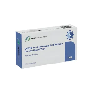 Prueba rápida combinada COVID-19 y Gripe A/B Safecare con hisopo nasal