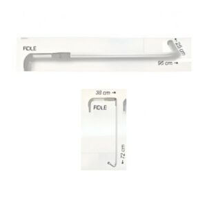Brazo de protección en forma de L con giro lateral y codo abatible para evitar salpicaduras de agua en entornos médicos