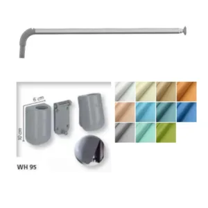 Sistema telescópico de aislamiento visual para cama hospitalaria con estructura aluminio anodizado y cortina Trevira Bioactive