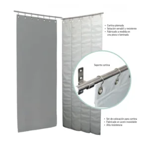Cortina plomada modular de protección radiológica con láminas flexibles de 0,25 a 0,50 mm Pb