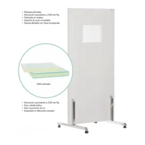 Mampara móvil antirradiación RXM1C00 con ventana plomada de 2 mm Pb y estructura rodable con freno