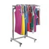Soporte rodable de acero inoxidable para delantales plomados con ruedas y perchas orientables 180 grados, modelo RXRD00