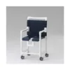 Silla de ruedas para ducha con asiento de aro de WC, estructura de resina blanca, ruedas con freno y capacidad 150 kg