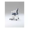 Silla sanitaria XXL con estructura en resina, asiento en espuma PU con abertura higiénica, capacidad 250 kg, apoyabrazos y reposapiés extraíbles y ruedas giratorias con freno