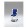 Silla de ruedas multifunción para ducha y WC con asiento blando y respaldo blando en espuma PU, estructura de resina blanca, capacidad 150 kg, ruedas giratorias con freno
