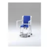 Silla sanitaria SCC 250 PPG con barra de seguridad de tronco, estructura blanca, ruedas dobles con freno y capacidad 150 kg