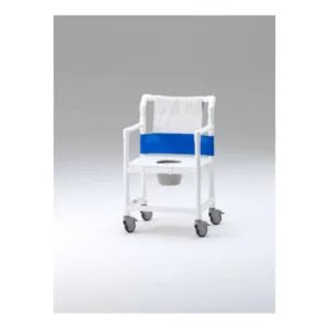 Silla sanitaria multifuncional con asiento polipropileno, abertura WC y estructura resina blanca para usuarios de gran envergadura