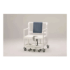 Silla sanitaria extra ancha 70 cm con estructura reforzada en resina y aluminio, ruedas giratorias y abertura para WC, capacidad 350 kg