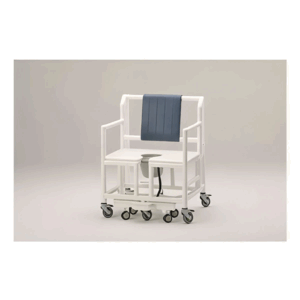 Silla sanitaria extra ancha 70 cm con estructura reforzada en resina y aluminio, ruedas giratorias y abertura para WC, capacidad 350 kg