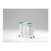 Colector de sucio con tapa para 3 bolsas SKU SLH 023, estructura resina blanca y ruedas con freno