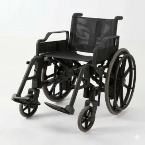 Silla de ruedas no magnética plegable de termoplástico modelo R-MN-44 para resonancia magnética, con ruedas de goma y reposabrazos regulables