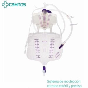 Urinómetro Cahnos sistema cerrado de recolección de orina con cámara de medición integral de 2000ml + 500ml, incluye válvula de inversión y accesorios de drenaje