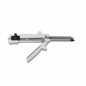 Grapadora cortadora lineal recargable con 80 grapas de titanio, diametro 0.20mm y altura 3.8mm para sutura y corte quirurgico