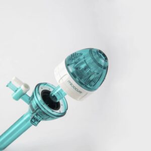 Trocar laparoscopico desechable de 10mm con diseño de doble valvula y nucleo transparente