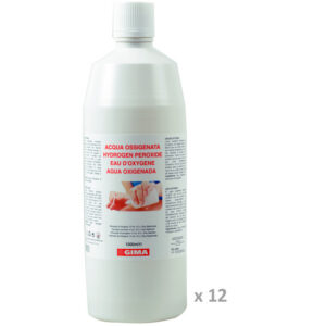 Agua Oxigenada 10 Volúmenes 1 L – Peróxido de Hidrógeno 3% (H₂O₂) para Curas y Desinfección de Piel | GIMA – Caja de 12 Frascos | Ref. 36605