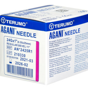 Aguja hipodérmica Terumo AGANI™ 24G x 1" (0,55 x 25 mm) estéril – Ref. AN*2425R1 | Caja de 100 unidades