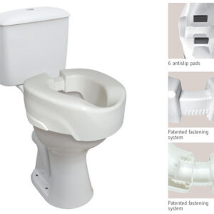 Alza de Inodoro ClipUp® de 10 cm – Sistema de Fijación con Trinquete, Autoclavable, Polipropileno, Carga Máx. 150 kg – GIMA (Ref. 27738)