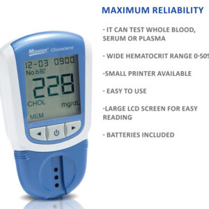 Analizador de Colesterol MISSION® Cholesterol Meter – Perfil Lipídico 3 en 1 (CHOL, HDL, TRIG) para Diagnóstico en el Punto de Atención | GIMA Ref. 23932