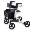 Andador Rollator GIMA Stylish Plegable – Estructura de Aluminio Plata, Asiento Acolchado y Frenos de Bucle | Carga 136 kg (Ref. 43164)