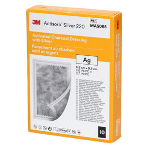 Apósito 3M™ Actisorb™ Silver 220 de carbón activado con plata 6,5 x 9,5 cm | Caja de 10 uds (Ref. MAS065/59565)