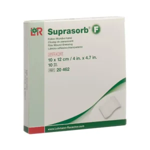 Apósito adhesivo transparente Suprasorb F 20462 para cura de heridas superficiales de secreción leve, caja con 10 unidades