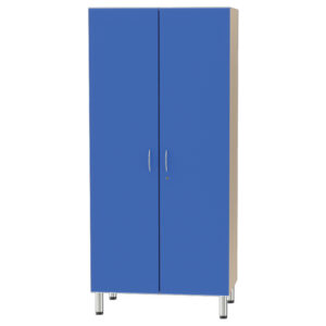 Armario de Habitación GIMA en Melamina Azul/Marfil – 90 x 54 x 185 cm, con Barra de Ropa, 4 Estantes Regulables, Cajón y Cerradura | Ref. 43526