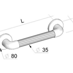 Barra de agarre fija de plástico estriado para baño y ducha, PVC médico con placas de fijación ABS – GIMA (Ref. 28975, 28976, 28977)