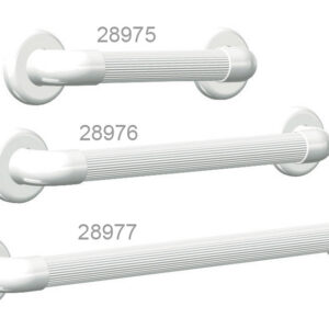 Barra de agarre fija de plástico estriado para baño y ducha, PVC médico con placas de fijación ABS – GIMA (Ref. 28975, 28976, 28977)
