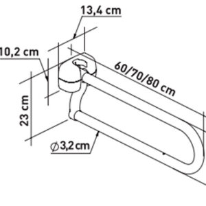 Barra de apoyo para inodoro plegable en acero pintado al polvo, forma de U, 70 cm – GIMA (Ref. 28979)