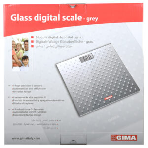 Báscula digital de cristal templado GIMA – 150 kg, plataforma 300x300x19 mm – Color negro (Ref. GM27248) y gris (Ref. GM27249)