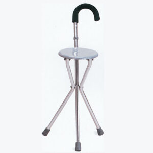 Bastón con asiento plegable de aluminio, color plata — GIMA | Ayuda técnica de descanso y deambulación | Ref. 43060 (GM43060)