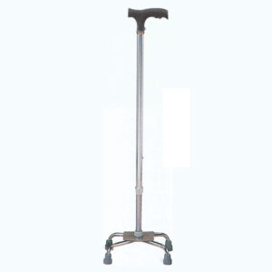 Bastón Cuadripode QUADRIPOD Q2 Plata – Aluminio, Base Reducida de 4 Puntos y Empuñadura de PU | GIMA (Ref. 43071)