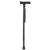 Bastón de seguridad con luz y alarma – GIMA 43050 (Negro) | Bastón regulable con 4 LED frontales, flash LED rojo y sirena 100 dB
